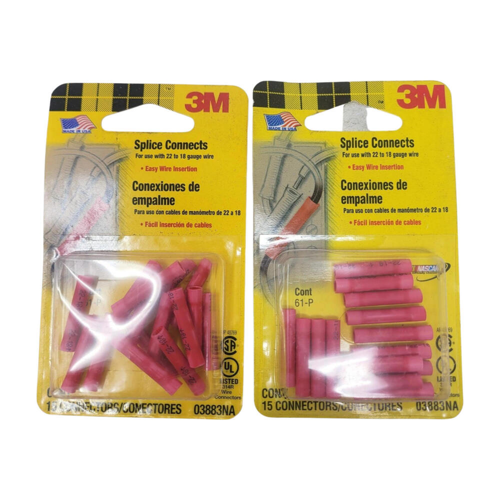 (30) Red 3M 03883NA WIRE SPLICE CONNECTORS FOR USE WITH 22-18  GAUGE WIRE